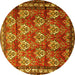 Round Persian Yellow Traditional Rug, tr1278yw