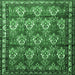 Square Machine Washable Persian Emerald Green Traditional Area Rugs, wshtr1278emgrn