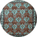 Round Persian Light Blue Traditional Rug, tr1278lblu