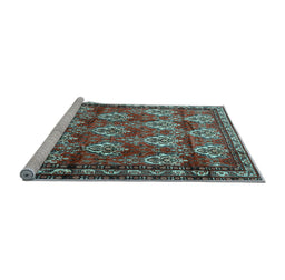 Sideview of Machine Washable Persian Light Blue Traditional Rug, wshtr1278lblu