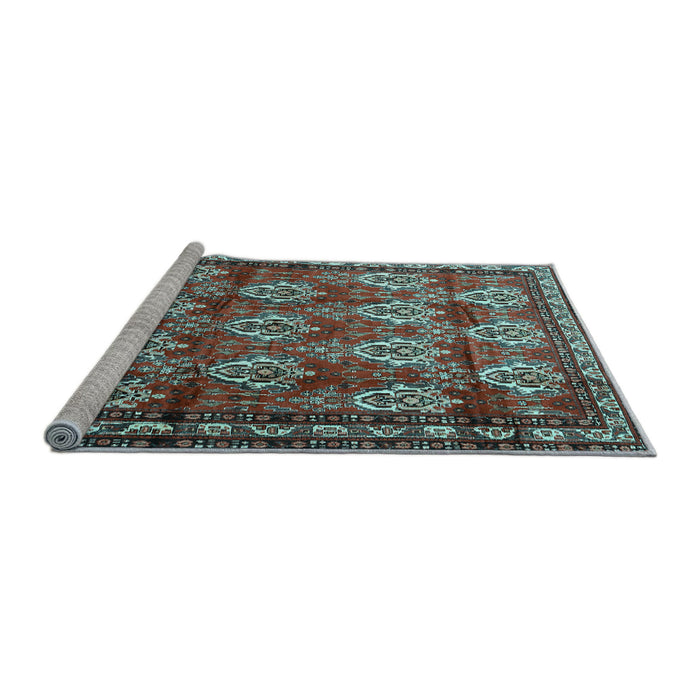 Sideview of Machine Washable Persian Light Blue Traditional Rug, wshtr1278lblu