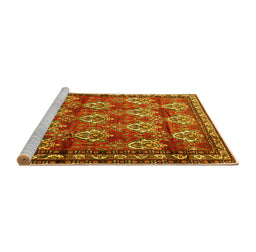 Sideview of Machine Washable Persian Yellow Traditional Rug, wshtr1278yw