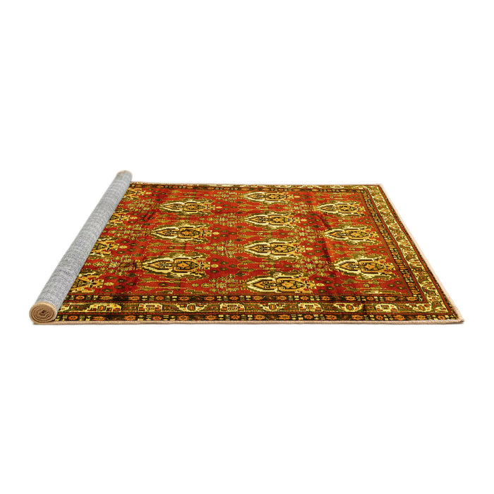 Sideview of Machine Washable Persian Yellow Traditional Rug, wshtr1278yw