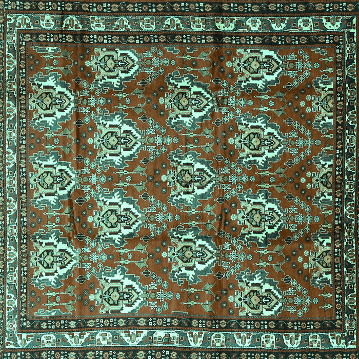 Square Machine Washable Persian Turquoise Traditional Area Rugs, wshtr1278turq