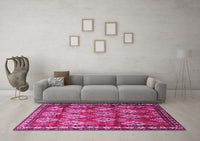 Machine Washable Persian Pink Traditional Rug, wshtr1278pnk