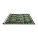 Sideview of Machine Washable Persian Turquoise Traditional Area Rugs, wshtr1278turq