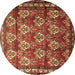 Round Machine Washable Persian Brown Traditional Rug, wshtr1278brn