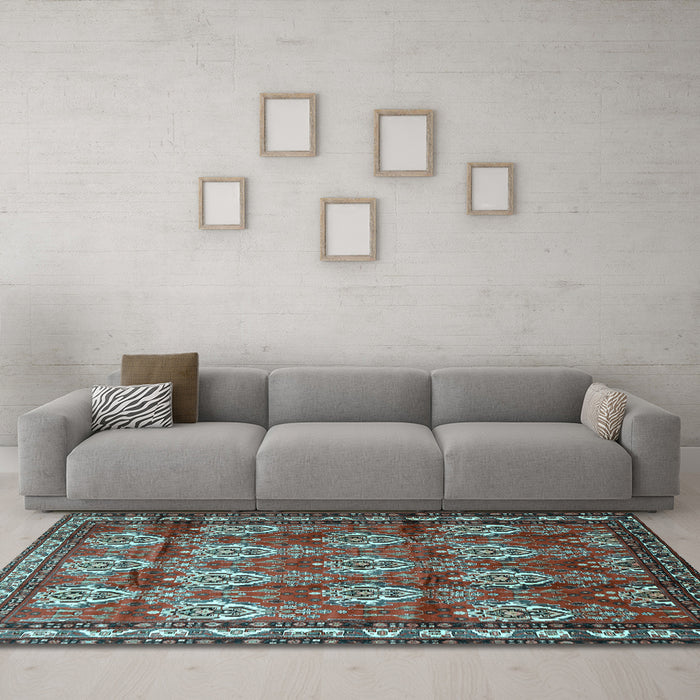Machine Washable Persian Light Blue Traditional Rug in a Living Room, wshtr1278lblu