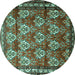 Round Machine Washable Persian Turquoise Traditional Area Rugs, wshtr1278turq