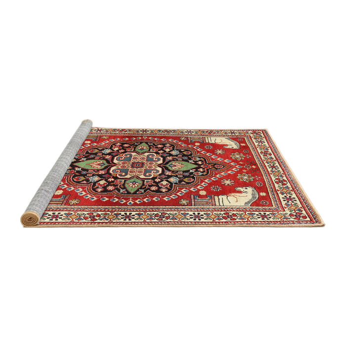 Sideview of Machine Washable Traditional Red Rug, wshtr1279