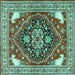 Square Machine Washable Persian Turquoise Traditional Area Rugs, wshtr1279turq