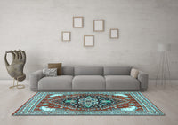 Machine Washable Persian Light Blue Traditional Rug, wshtr1279lblu