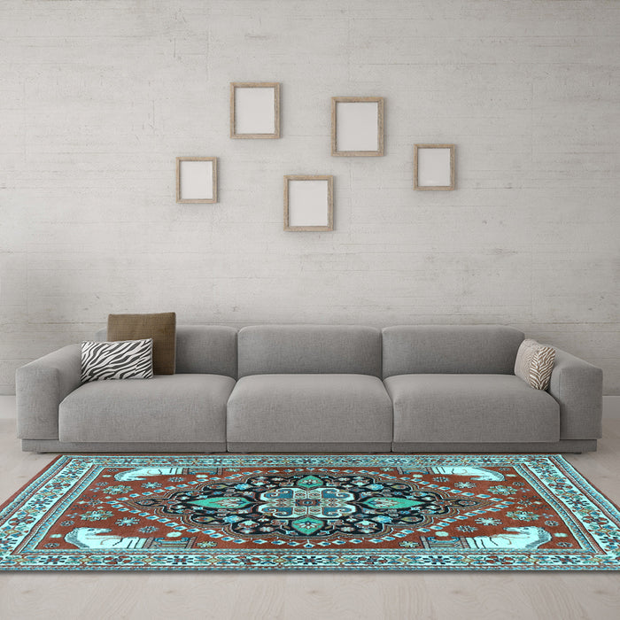 Machine Washable Persian Light Blue Traditional Rug in a Living Room, wshtr1279lblu