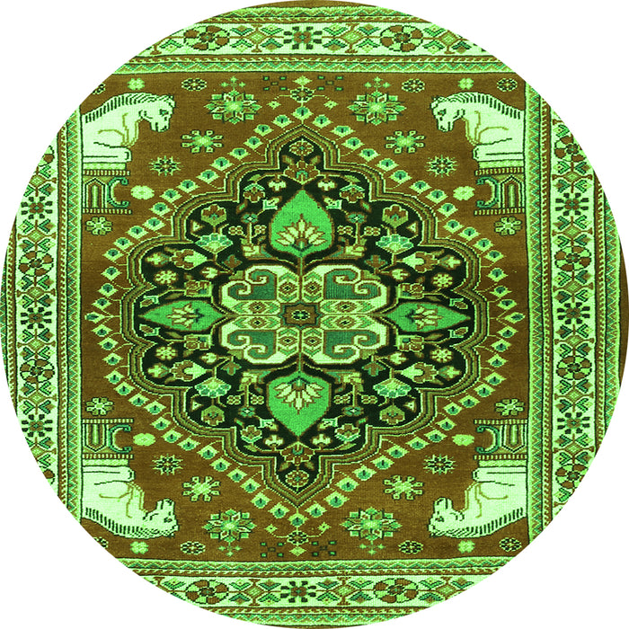 Square Persian Green Traditional Rug, tr1279grn