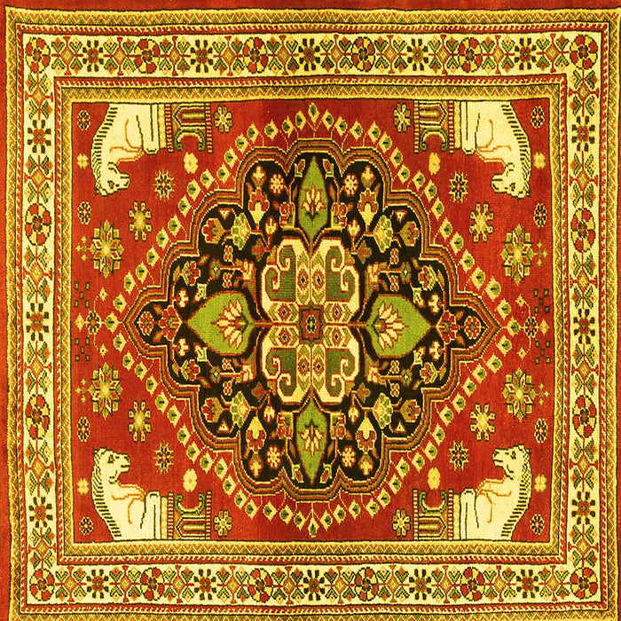 Square Persian Yellow Traditional Rug, tr1279yw