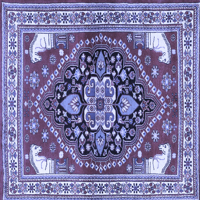Square Persian Blue Traditional Rug, tr1279blu