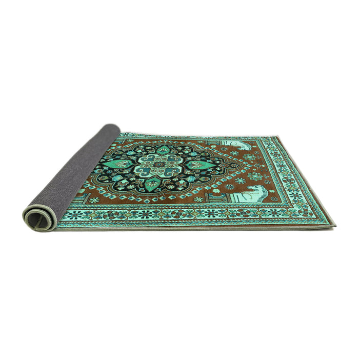 Sideview of Persian Turquoise Traditional Rug, tr1279turq
