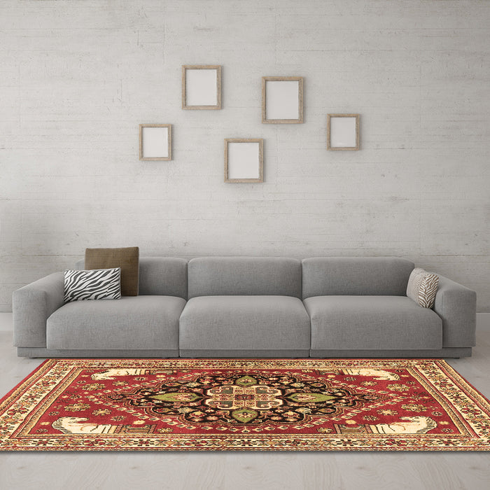 Machine Washable Persian Brown Traditional Rug in a Living Room,, wshtr1279brn