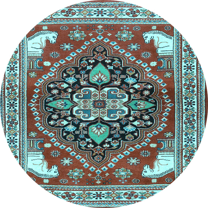 Round Persian Light Blue Traditional Rug, tr1279lblu