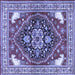 Square Machine Washable Persian Blue Traditional Rug, wshtr1279blu