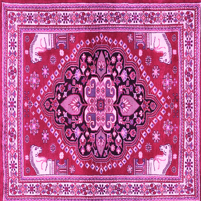 Square Machine Washable Persian Pink Traditional Rug, wshtr1279pnk