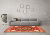 Machine Washable Persian Orange Traditional Rug, wshtr1279org