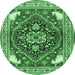 Round Persian Emerald Green Traditional Rug, tr1279emgrn