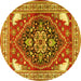 Round Persian Yellow Traditional Rug, tr1279yw