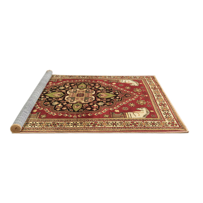 Sideview of Machine Washable Persian Brown Traditional Rug, wshtr1279brn