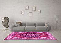 Machine Washable Persian Pink Traditional Rug, wshtr1279pnk