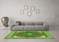 Machine Washable Persian Green Traditional Rug, wshtr1279grn