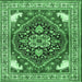 Square Machine Washable Persian Emerald Green Traditional Area Rugs, wshtr1279emgrn