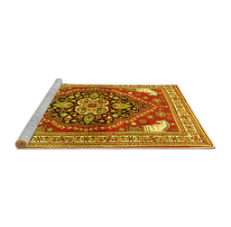 Sideview of Machine Washable Persian Yellow Traditional Rug, wshtr1279yw