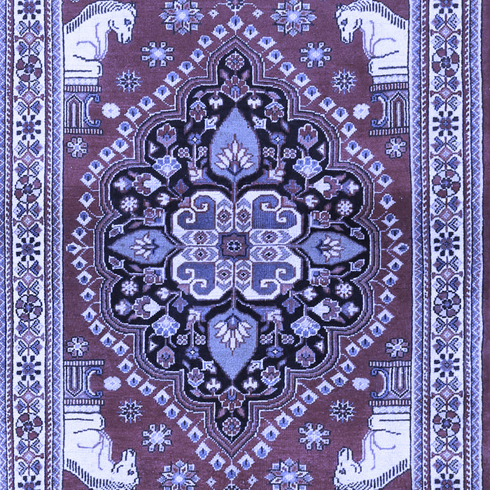 Machine Washable Persian Blue Traditional Rug, wshtr1279blu