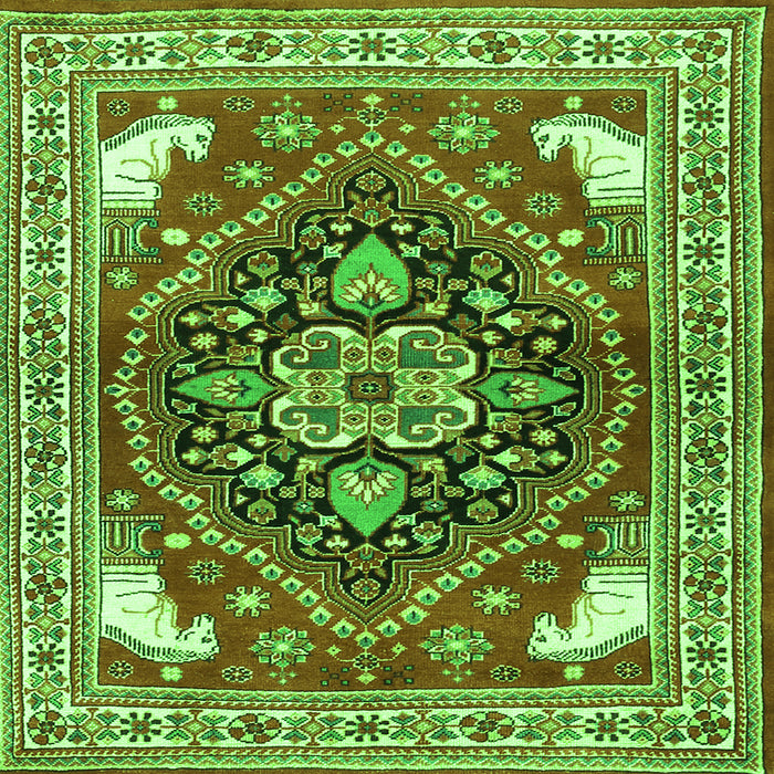 Serging Thickness of Persian Green Traditional Rug, tr1279grn