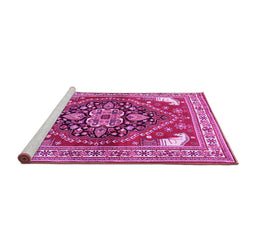 Sideview of Machine Washable Persian Pink Traditional Rug, wshtr1279pnk