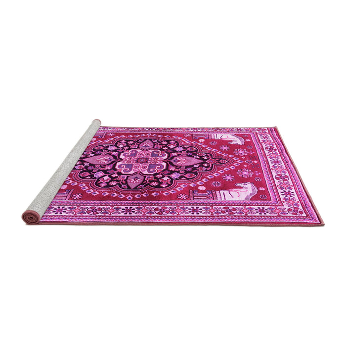 Sideview of Machine Washable Persian Pink Traditional Rug, wshtr1279pnk