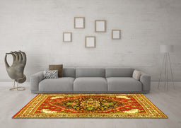 Machine Washable Persian Yellow Traditional Rug in a Living Room, wshtr1279yw