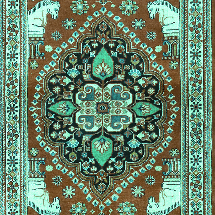 Machine Washable Persian Turquoise Traditional Area Rugs, wshtr1279turq