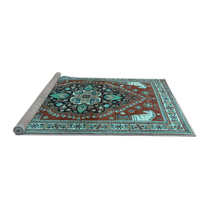 Sideview of Machine Washable Persian Light Blue Traditional Rug, wshtr1279lblu