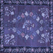 Square Machine Washable Persian Blue Traditional Rug, wshtr127blu