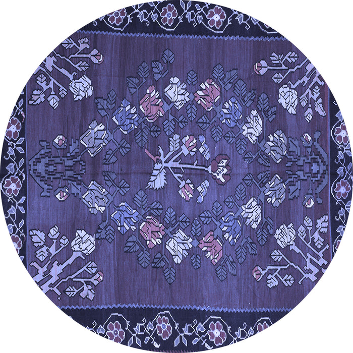 Round Persian Blue Traditional Rug, tr127blu