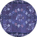 Round Persian Blue Traditional Rug, tr127blu