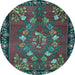 Round Persian Light Blue Traditional Rug, tr127lblu