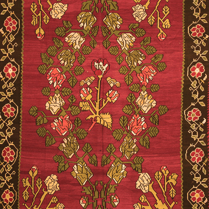 Serging Thickness of Machine Washable Persian Orange Traditional Area Rugs, wshtr127org