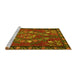 Sideview of Machine Washable Persian Yellow Traditional Rug, wshtr127yw