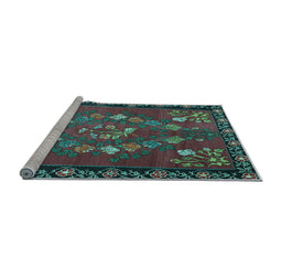 Sideview of Machine Washable Persian Light Blue Traditional Rug, wshtr127lblu
