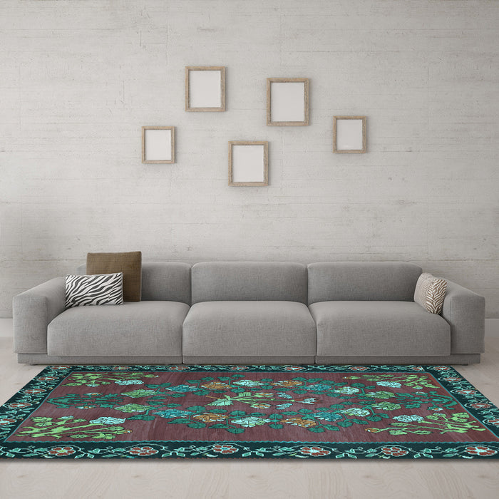 Machine Washable Persian Light Blue Traditional Rug in a Living Room, wshtr127lblu