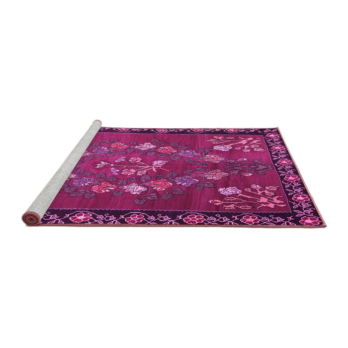 Sideview of Machine Washable Persian Pink Traditional Rug, wshtr127pnk