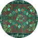 Round Persian Turquoise Traditional Rug, tr127turq